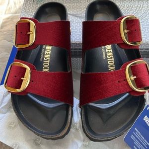 Birkenstock Arizona Big Buckle Maroon Velvet size 38